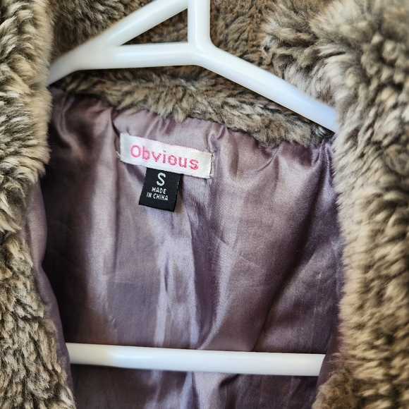 OBVIOUS winter coat faux fur cropped jacket shrug size 8 - Picture 11 of 11
